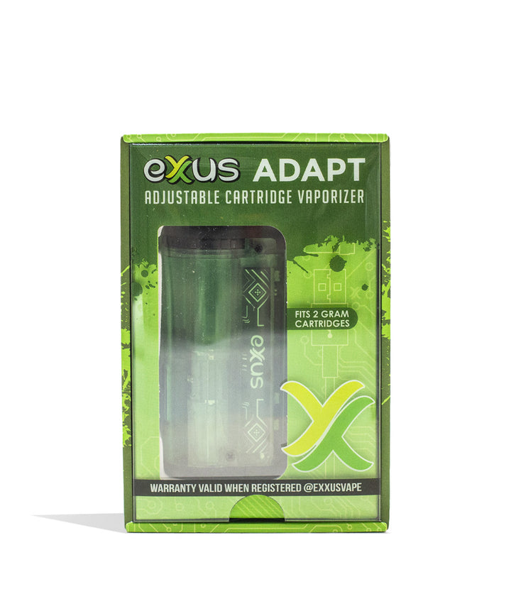 Green Exxus Vape Adapt Cartridge Vaporizer Packaging Front View on White Background